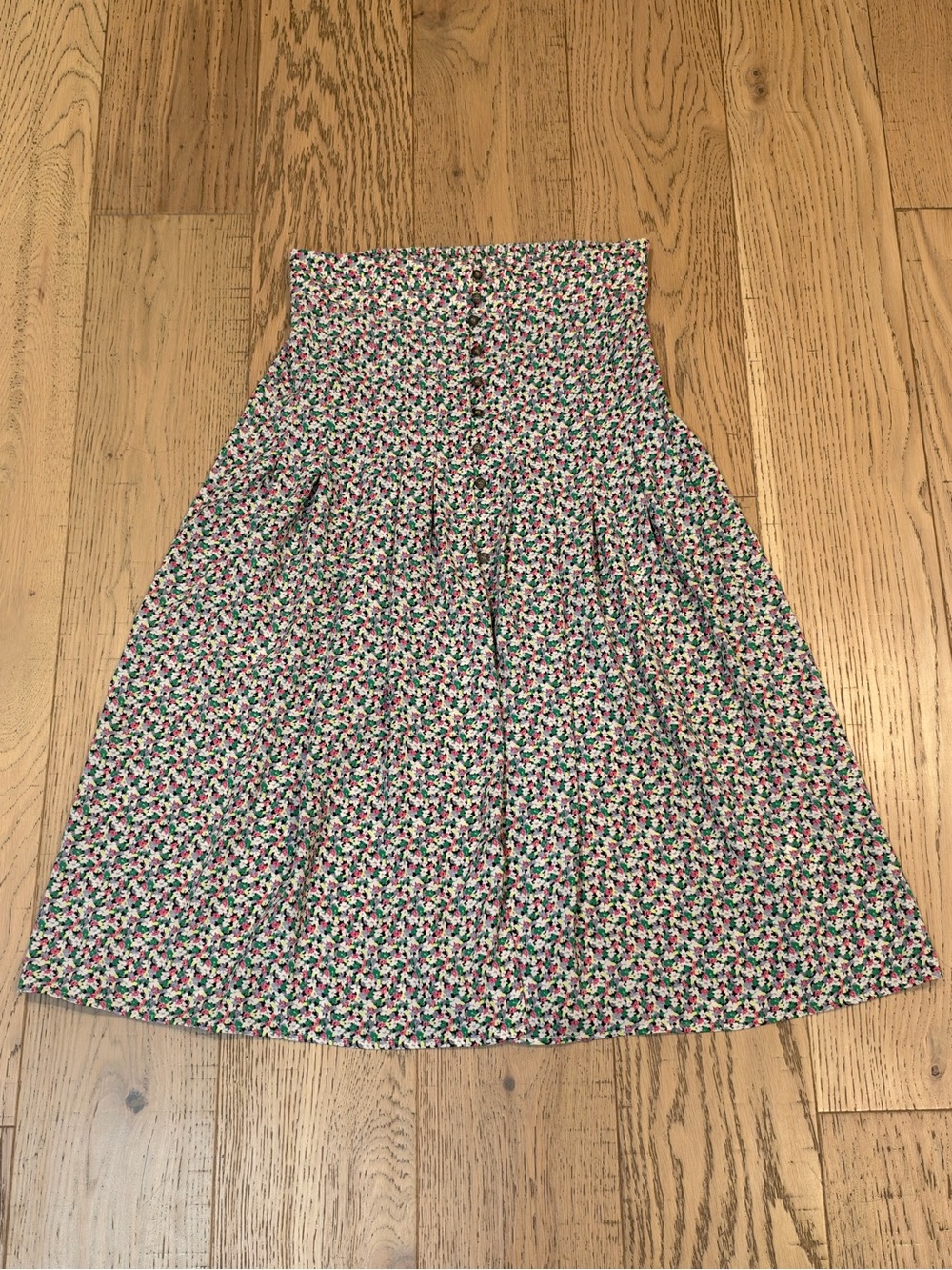 H&M Floral Button Front High Waist Midi Skirt Size 10